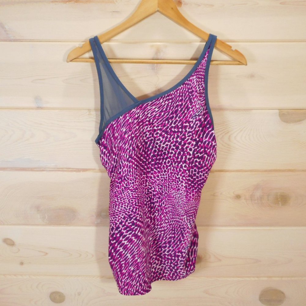 Free Country Women's Size M Swimwear Swim Tankini Top Nylon Blend Built in Bra